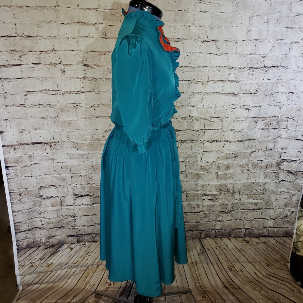 Vintage 70s/80s Caron Petite blue button front Dress - Picture 6 of 7